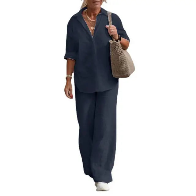 Mirla | Elegant linne tvådelat-Eva Jonsson