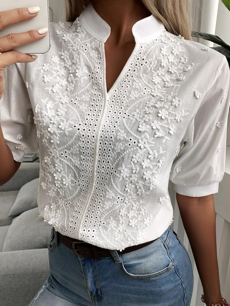 Mirla | Elegant topp med V-ringning-Eva Jonsson