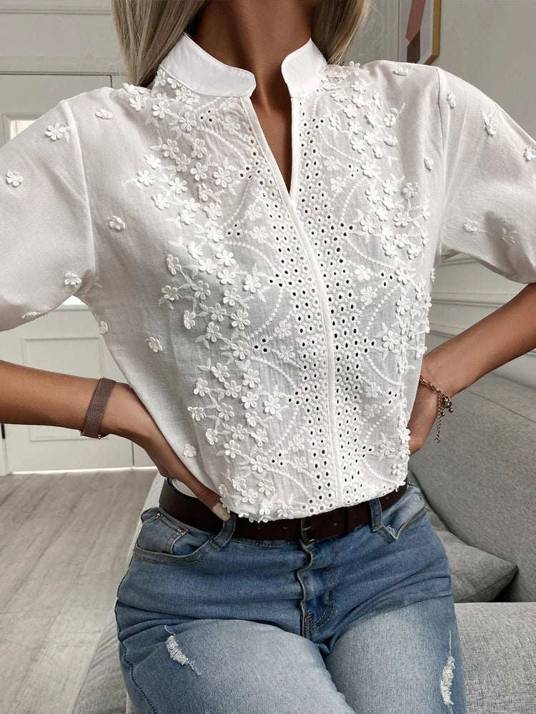 Mirla | Elegant topp med V-ringning-Eva Jonsson