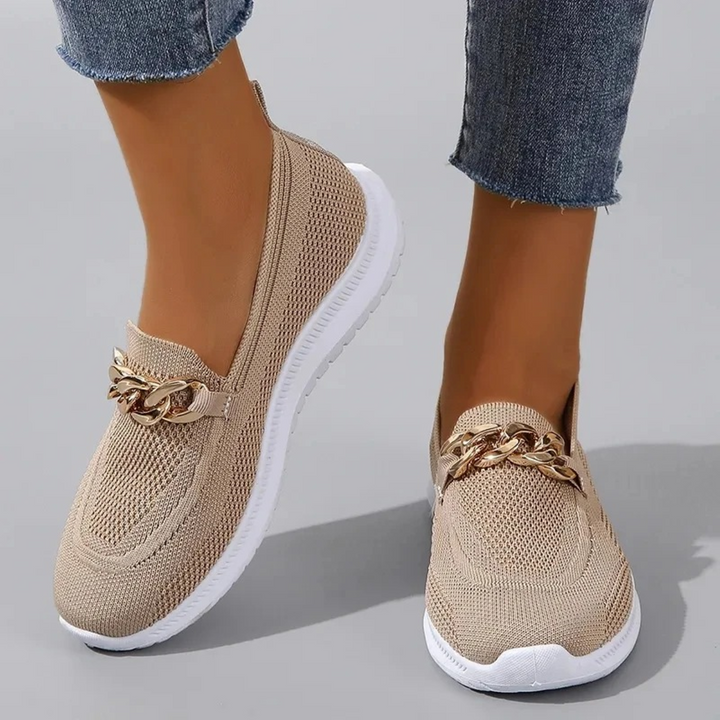 Mirla | Enfärgad mesh Andningsbara dam Slip Ons-Eva Jonsson