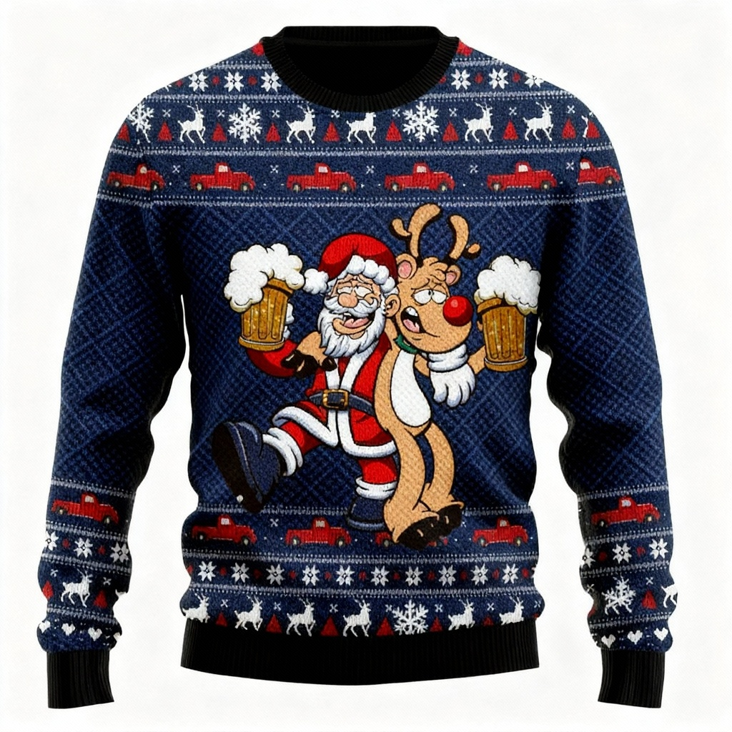 Eva Jonsson | Enligt Stolz & Oöverskådlig: Goofy Mönstertryck Ful Jultröja-Eva Jonsson