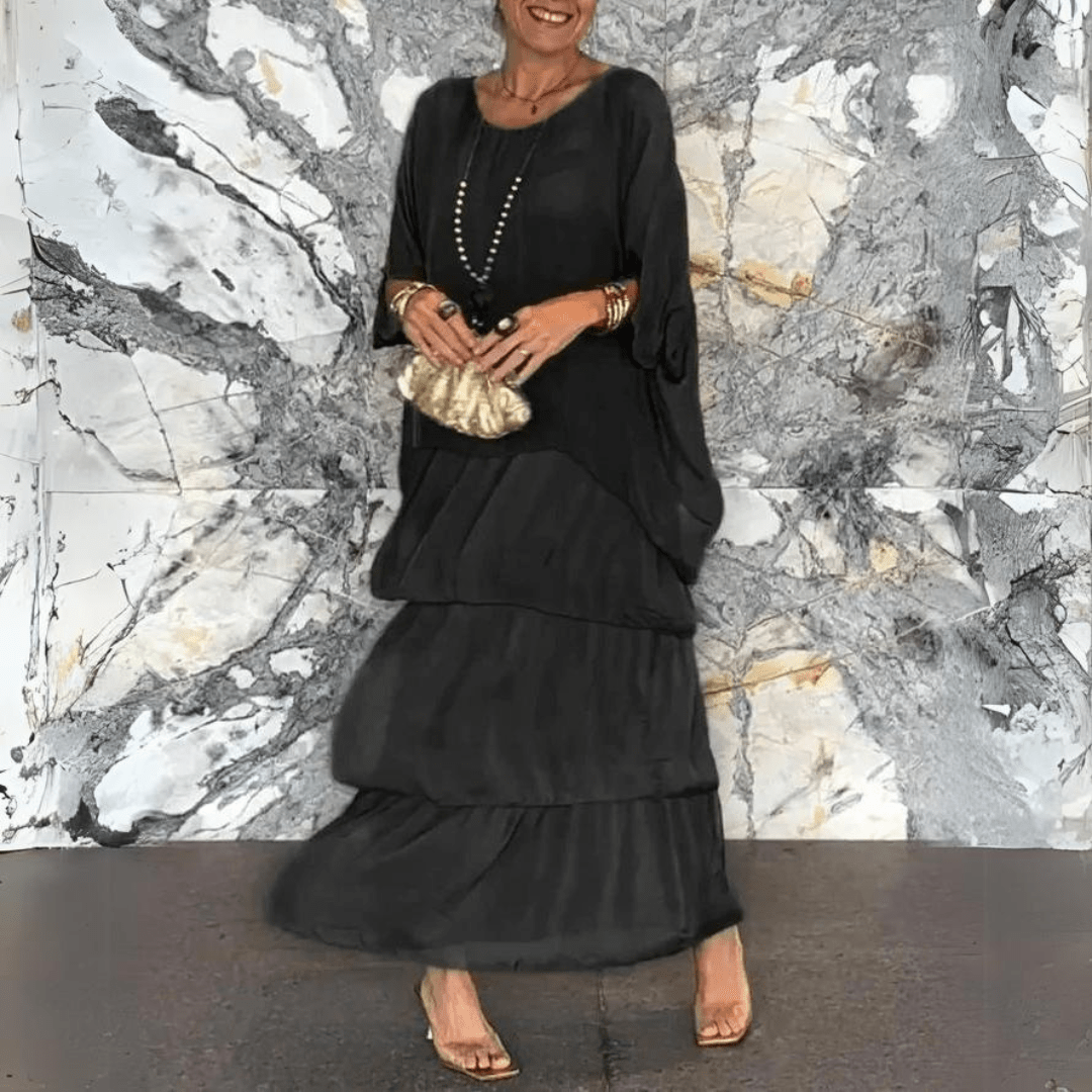 Mirla | Exklusiv Chiffon Lång Klänning-Eva Jonsson