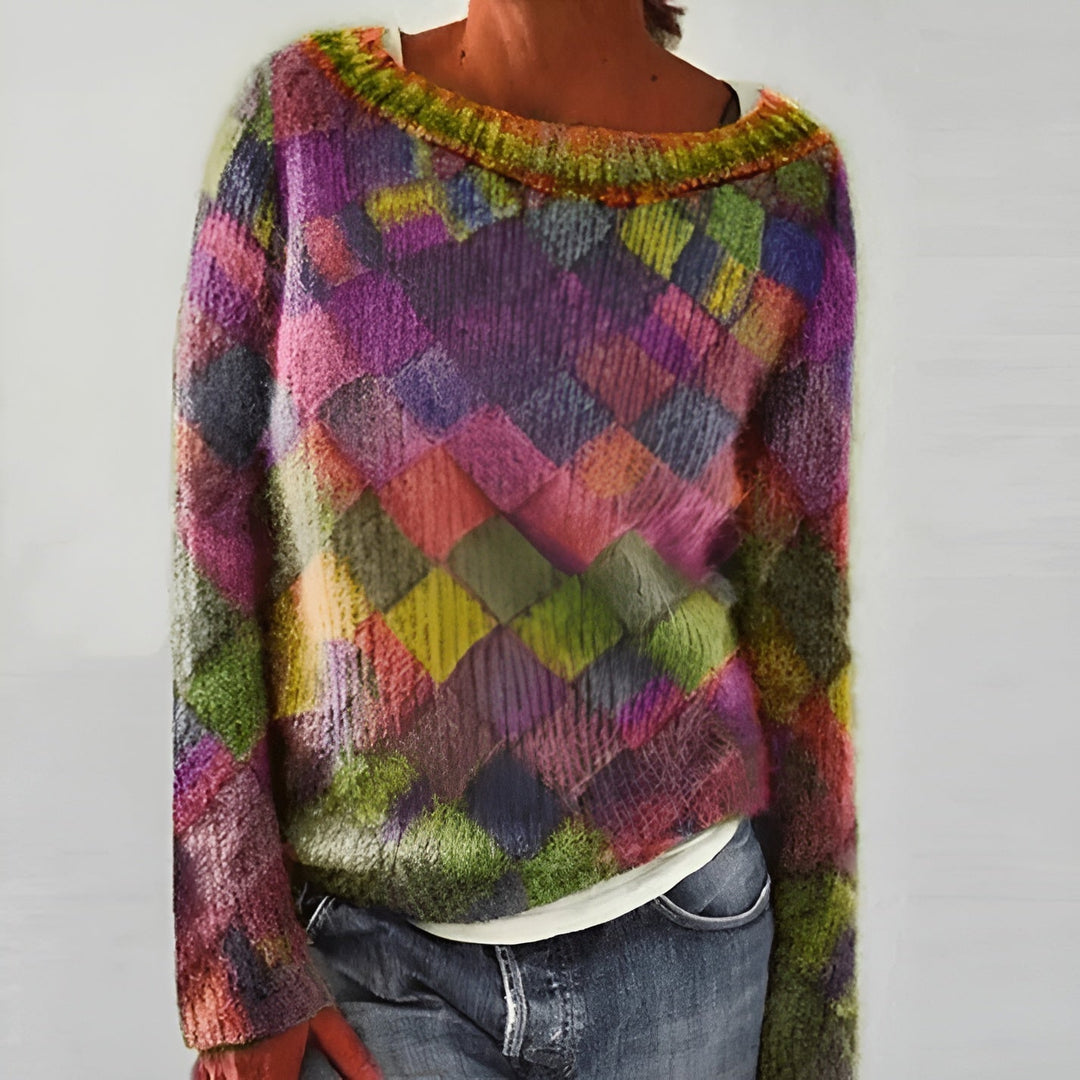 Mirla | Färgglad Patchwork Vintertröja-Eva Jonsson