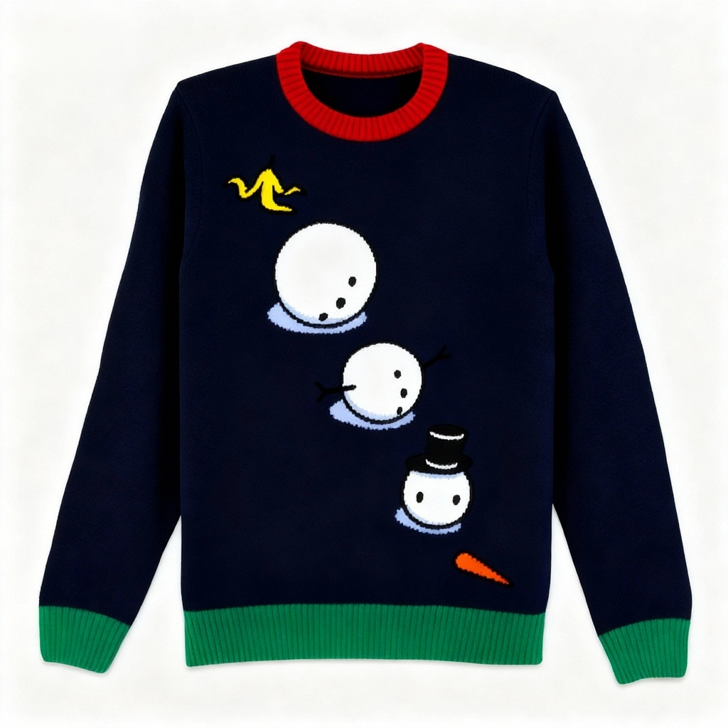 Eva Jonsson | Festive & Absent: Funny Snowman Print Christmas Sweater-Eva Jonsson