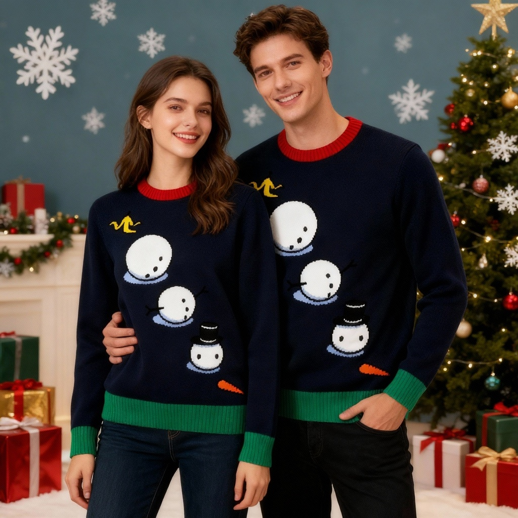 Eva Jonsson | Festive & Absent: Funny Snowman Print Christmas Sweater-Eva Jonsson