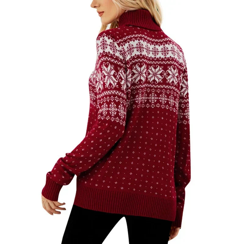 Mirla | Ful Jultröja - Vintage Rullkragepullover med Snöflingemotiv-Eva Jonsson