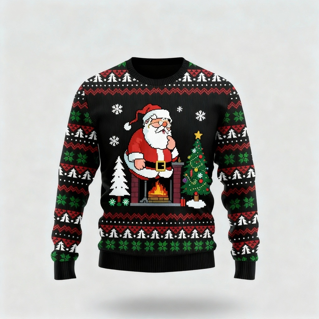 Eva Jonsson | Galet Mysig & Festlig: Den Galna Tomten Tryck Jultröja-Eva Jonsson