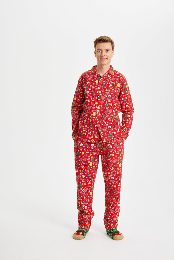 Mirla | Galna julpyjamas Flanell Röd Herr-Eva Jonsson