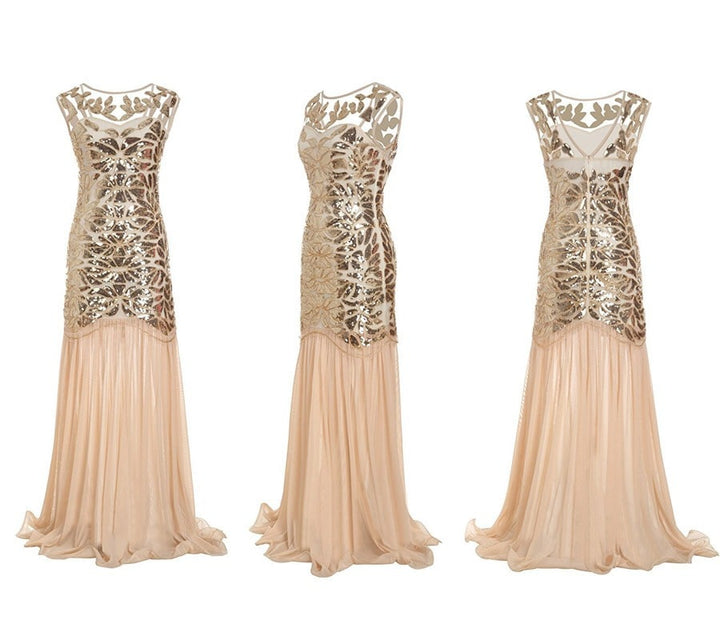 Mirla | Gatsby Klänning 20-talet Beige-Eva Jonsson