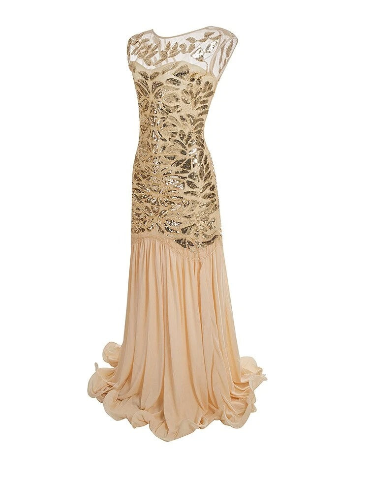 Mirla | Gatsby Klänning 20-talet Beige-Eva Jonsson