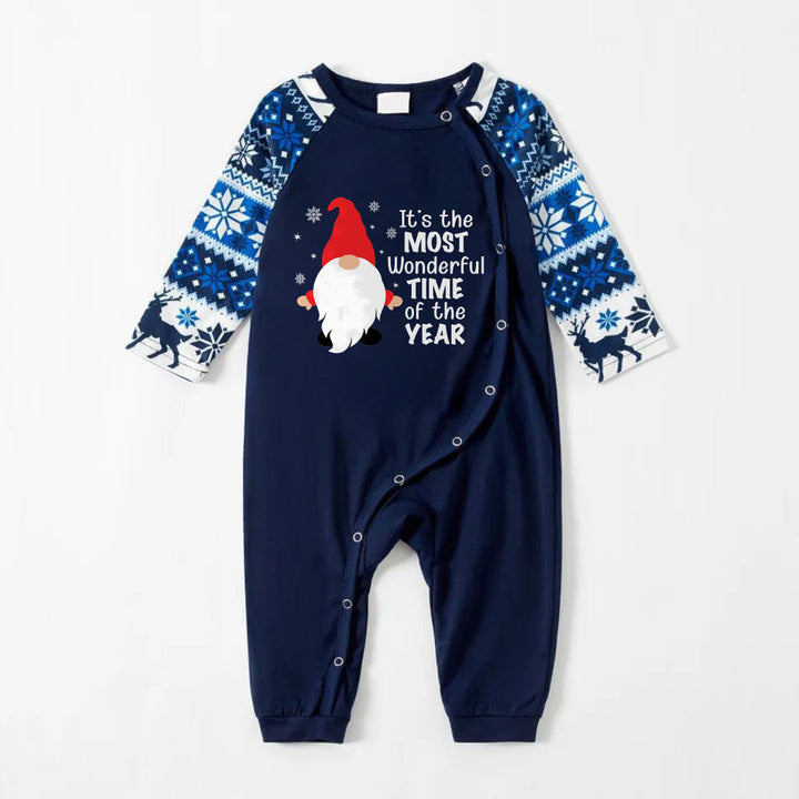 Mirla | Glad Blå Julpyjamas-Set med Tomte och Jultomte Citat-Eva Jonsson