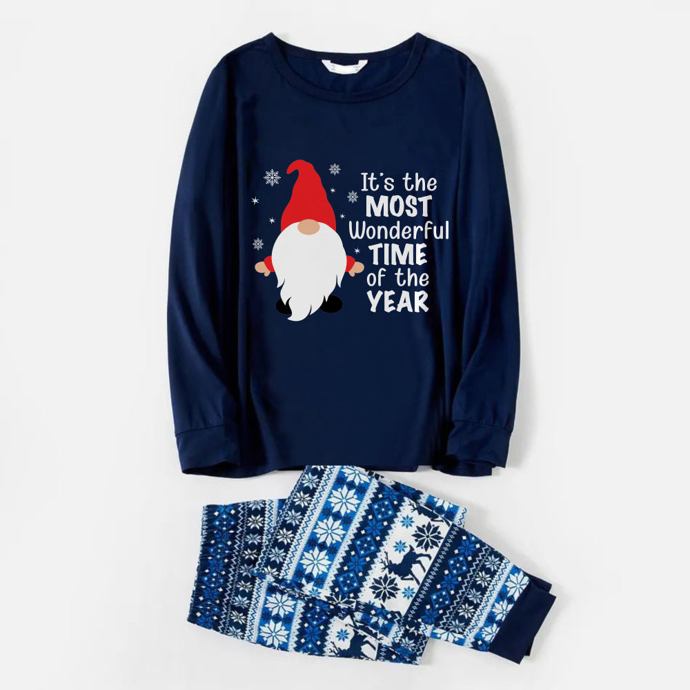Mirla | Glad Blå Julpyjamas-Set med Tomte och Jultomte Citat-Eva Jonsson