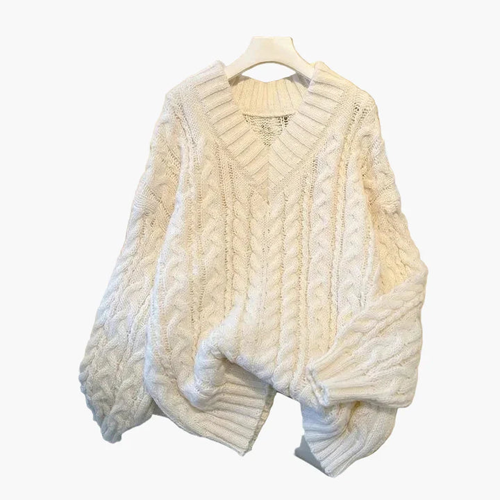 Mirla | Grovstickad Tröja V-Hals Vinter Fritid Twist-Design-Eva Jonsson