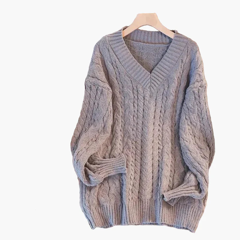 Mirla | Grovstickad Tröja V-Hals Vinter Fritid Twist-Design-Eva Jonsson