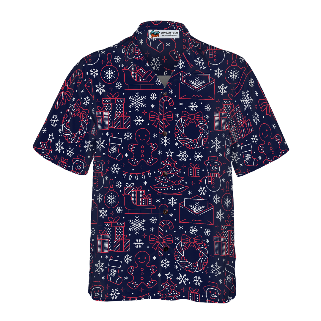 Mirla | Hawaiian Shirts Jul Linjemönster Skjorta Kort Ärm Jul Skjorta Presentidé För Män och Kvinnor-Eva Jonsson