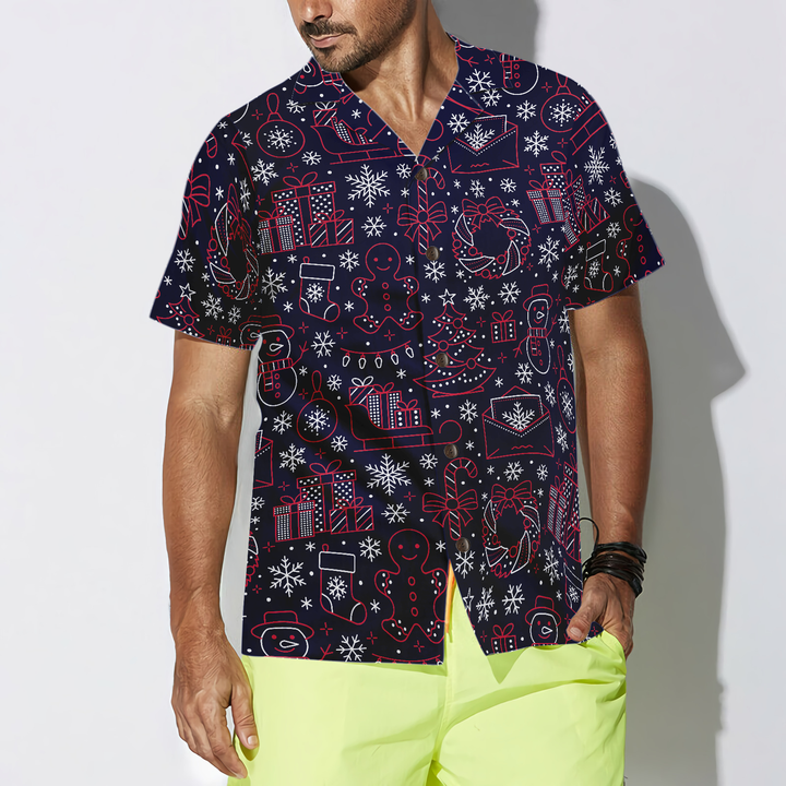 Mirla | Hawaiian Shirts Jul Linjemönster Skjorta Kort Ärm Jul Skjorta Presentidé För Män och Kvinnor-Eva Jonsson