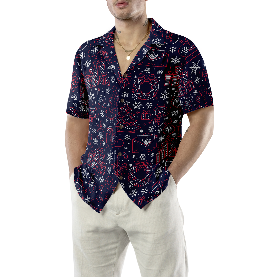 Mirla | Hawaiian Shirts Jul Linjemönster Skjorta Kort Ärm Jul Skjorta Presentidé För Män och Kvinnor-Eva Jonsson
