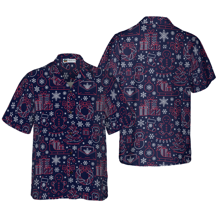 Mirla | Hawaiian Shirts Jul Linjemönster Skjorta Kort Ärm Jul Skjorta Presentidé För Män och Kvinnor-Eva Jonsson