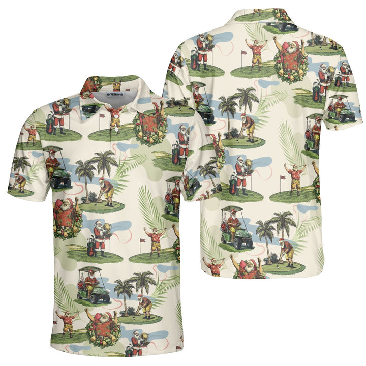 Eva Jonsson | Herr Beigefärgad Santa Golf Spelande Jul Golf Polo Skjortor-Eva Jonsson