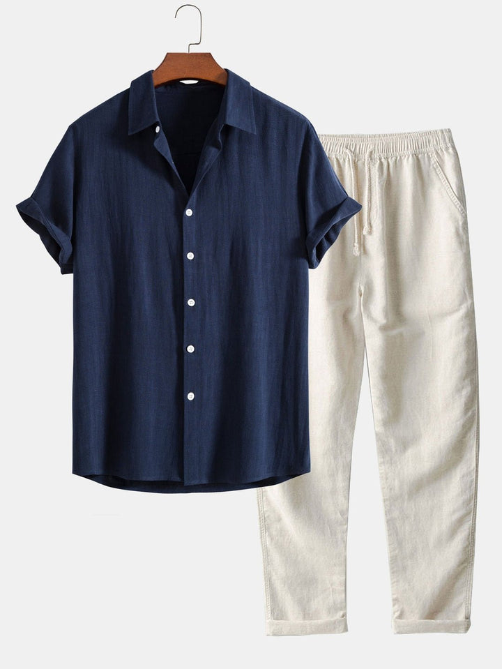 Mirla | Herrar sommar set med skjorta och shorts Lätt, Andningsbar & Stilren-Eva Jonsson