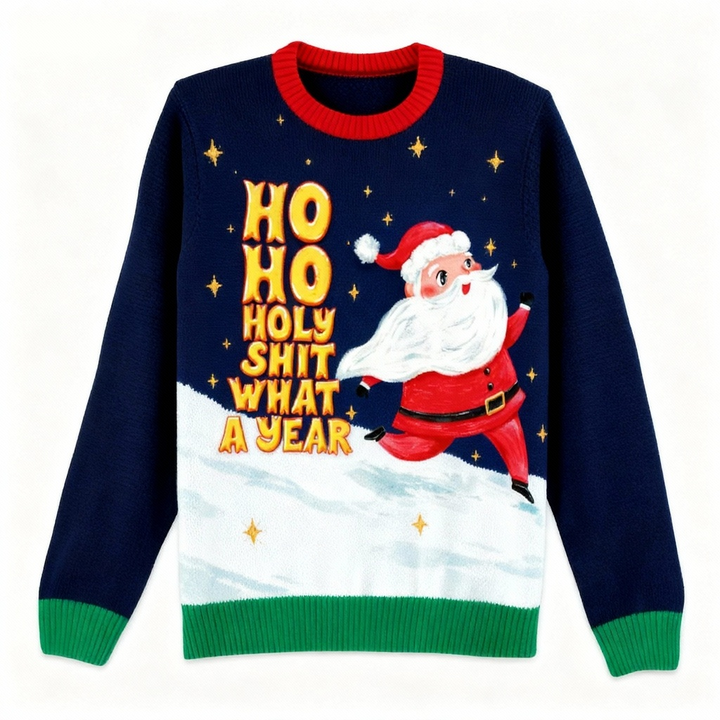 Eva Jonsson | Ho Ho Ho & Santa Print Festlig Tröja - Avsiktliga Festliga Funktioner-Eva Jonsson