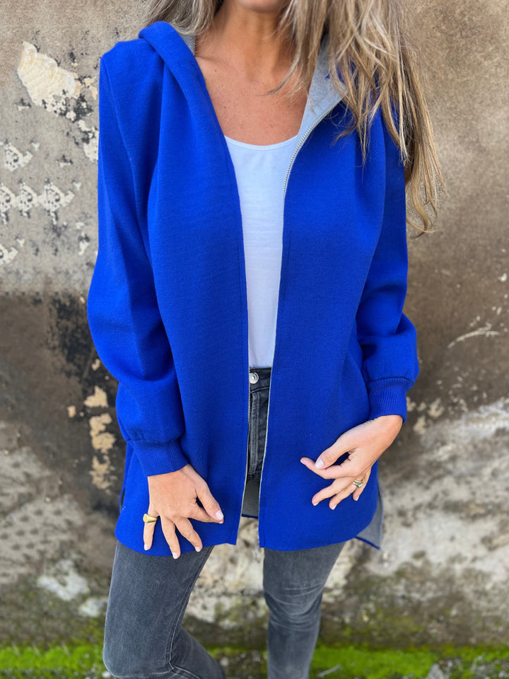 Mirla | Hoodie Avslappnad Passform Dragkedja Mellanlång med Fickor-Eva Jonsson