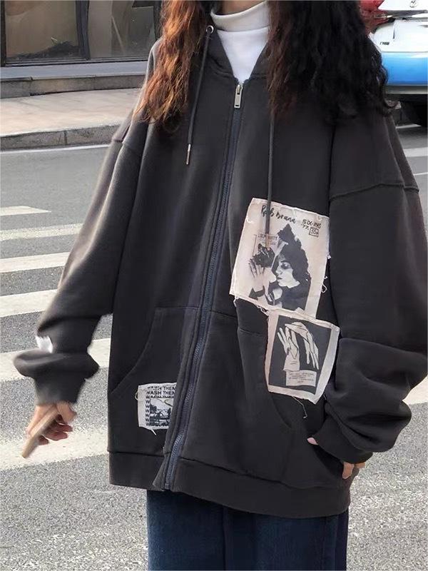 Mirla | Hoodie med Lappar och Dragkedja-Eva Jonsson