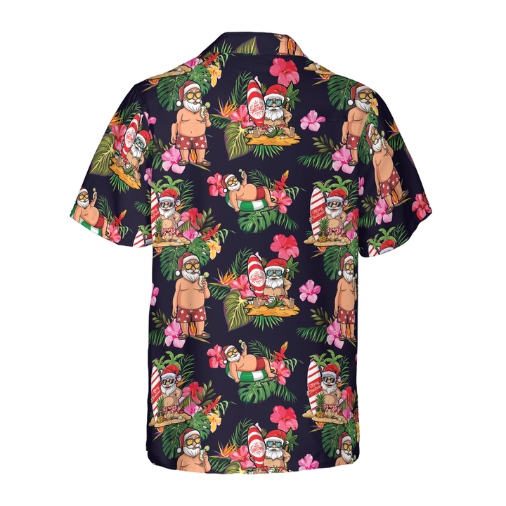 Mirla | Hyperfavor Jul Hawaiian Skjorta Santa med Tropiskt Blommönster Kortärmad Skjorta Julpresent Idé Present Till Män och Kvinnor-Eva Jonsson