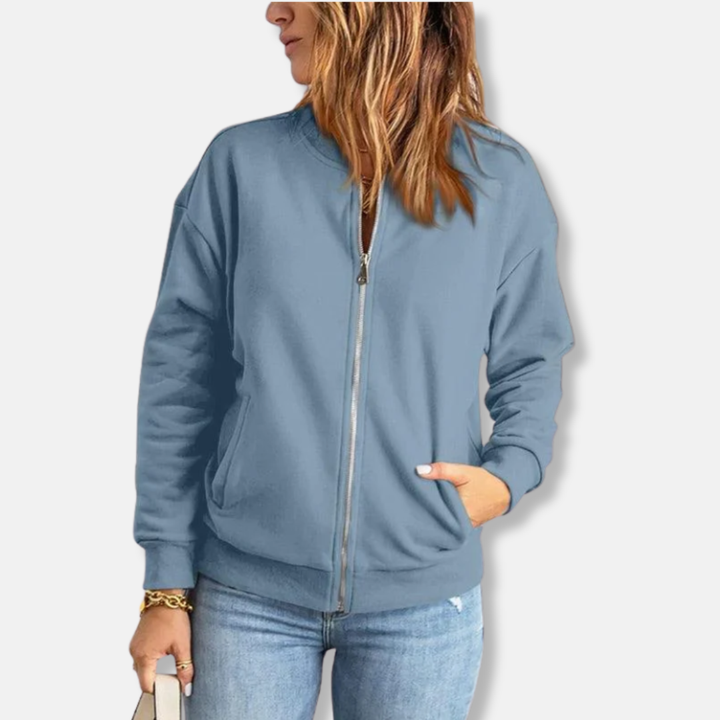 Mirla | Jacka Lätt design Avslappnad passform Dragkedja Ribbad kant Avslappnad look-Eva Jonsson