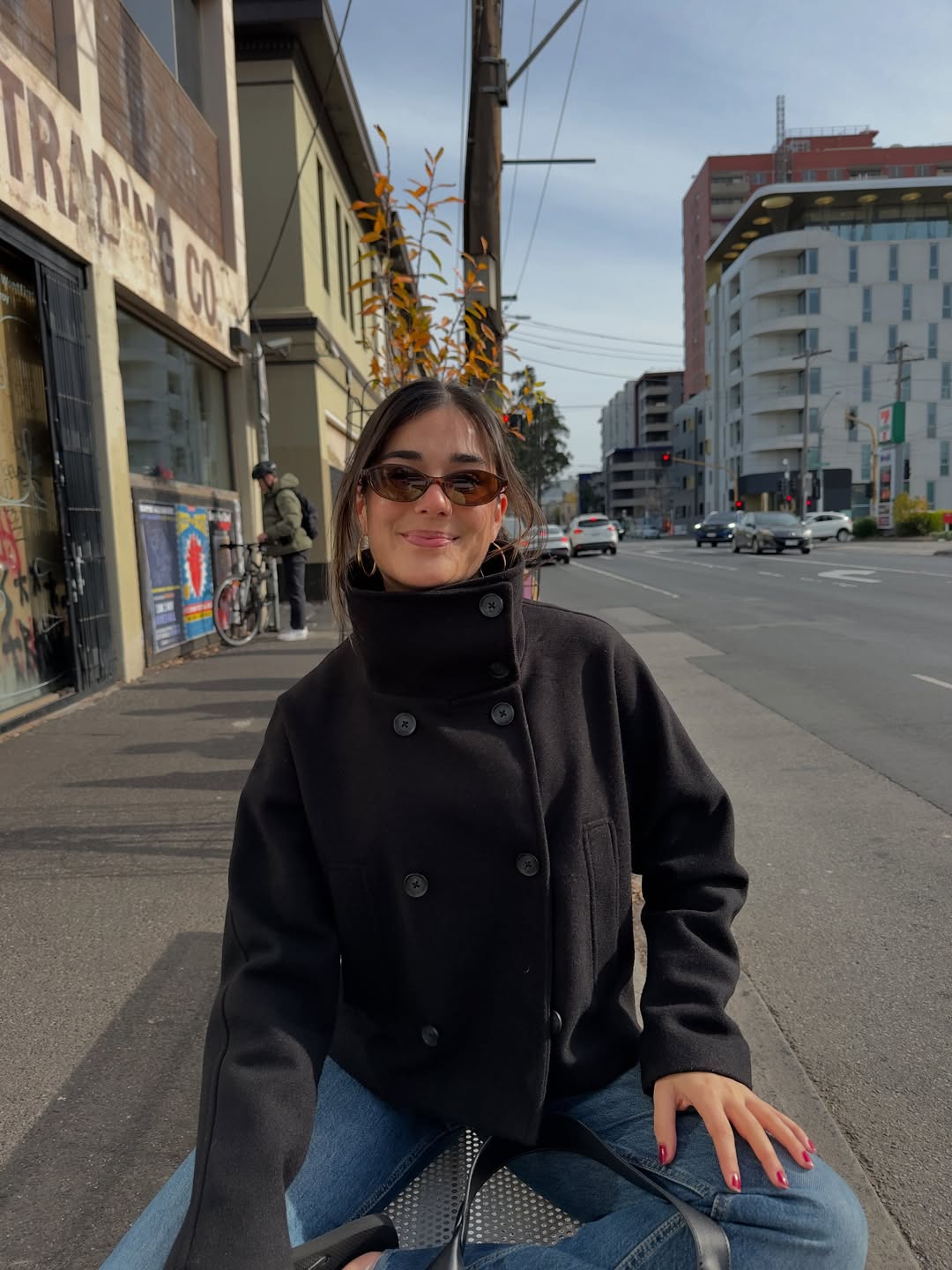 Mirla | Jacka Ullblandning Oversized Passform Stående Krage Dubbla Knappar-Eva Jonsson