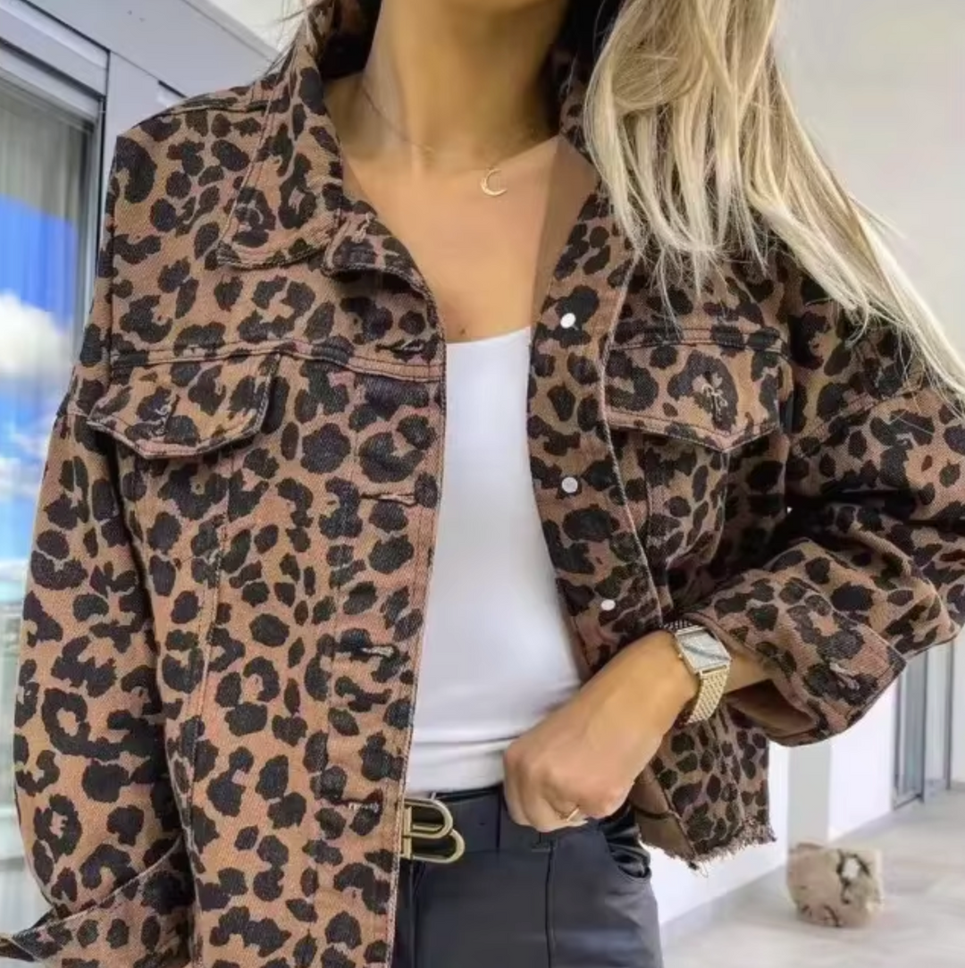 Mirla | Jeansjacka med Leopardmönster-Eva Jonsson