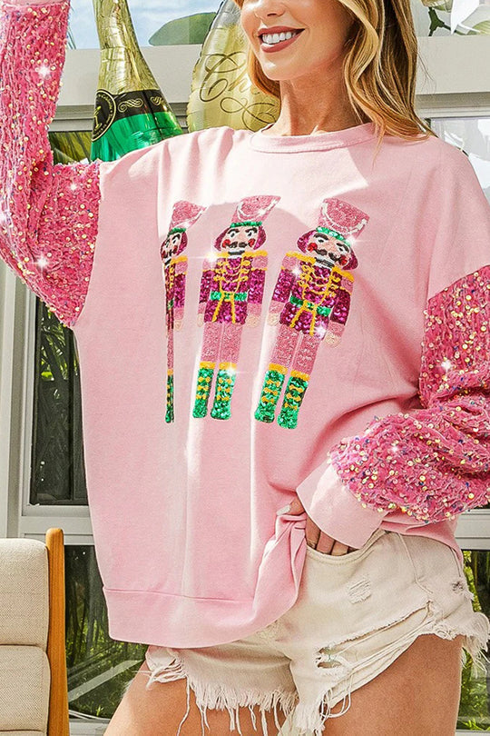 Mirla | Jul Avslappnad Långa Ärmar Rundhals Pailletten Sweatshirt-Eva Jonsson