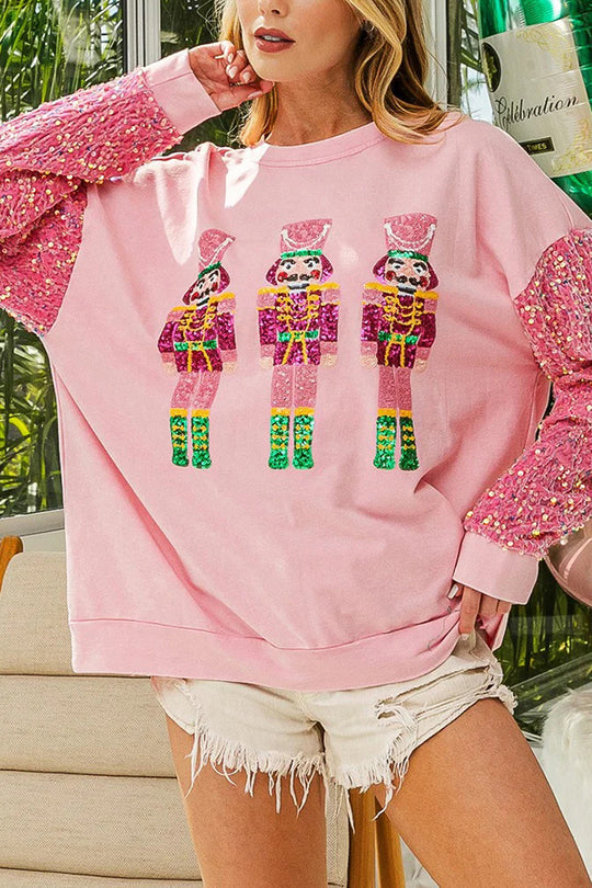 Mirla | Jul Avslappnad Långa Ärmar Rundhals Pailletten Sweatshirt-Eva Jonsson