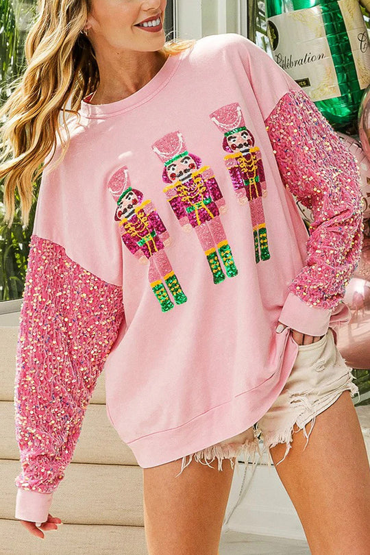 Mirla | Jul Avslappnad Långa Ärmar Rundhals Pailletten Sweatshirt-Eva Jonsson