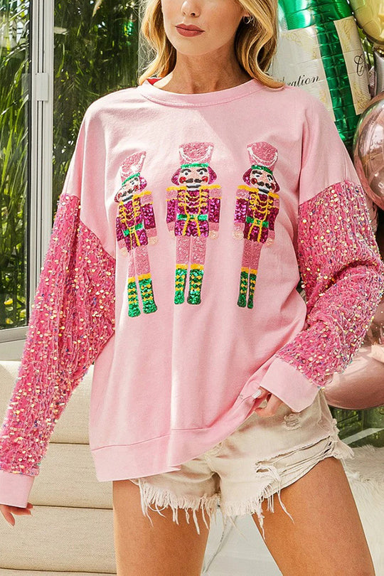 Mirla | Jul Avslappnad Långa Ärmar Rundhals Pailletten Sweatshirt-Eva Jonsson