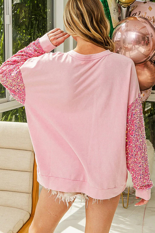 Mirla | Jul Avslappnad Långa Ärmar Rundhals Pailletten Sweatshirt-Eva Jonsson