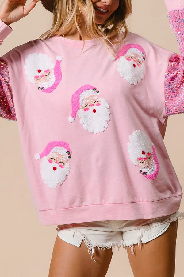 Mirla | Jul Avslappnad Långa Ärmar Rundhals Pailletten Sweatshirt-Eva Jonsson