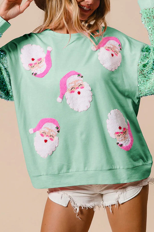 Mirla | Jul Avslappnad Långa Ärmar Rundhals Pailletten Sweatshirt-Eva Jonsson