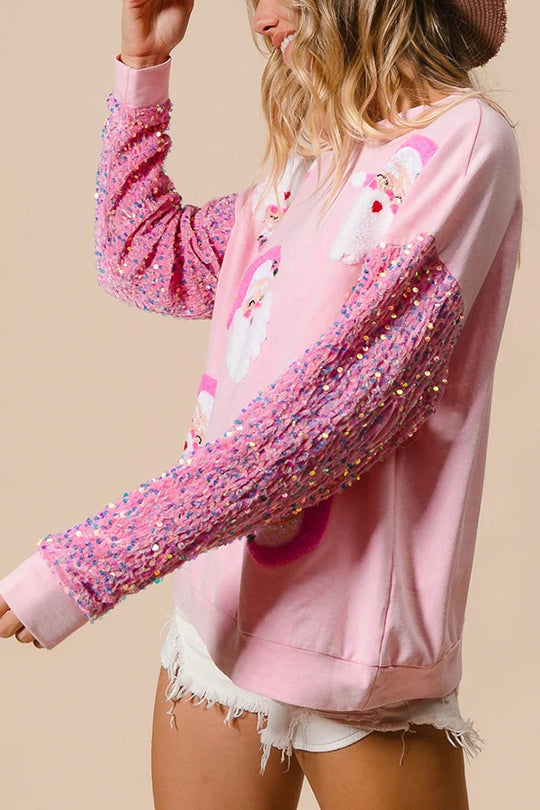 Mirla | Jul Avslappnad Långa Ärmar Rundhals Pailletten Sweatshirt-Eva Jonsson