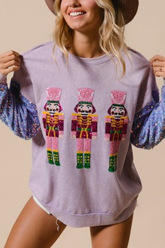 Mirla | Jul Avslappnad Långa Ärmar Rundhals Pailletten Sweatshirt-Eva Jonsson
