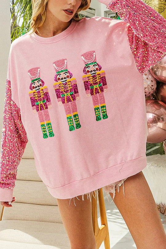 Mirla | Jul Avslappnad Långa Ärmar Rundhals Pailletten Sweatshirt-Eva Jonsson