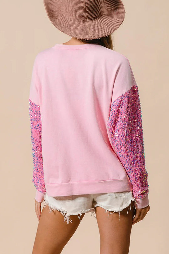 Mirla | Jul Avslappnad Långa Ärmar Rundhals Pailletten Sweatshirt-Eva Jonsson