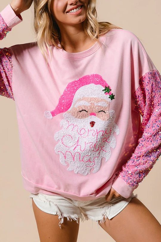 Mirla | Jul Avslappnad Långa Ärmar Rundhals Pailletten Sweatshirt-Eva Jonsson