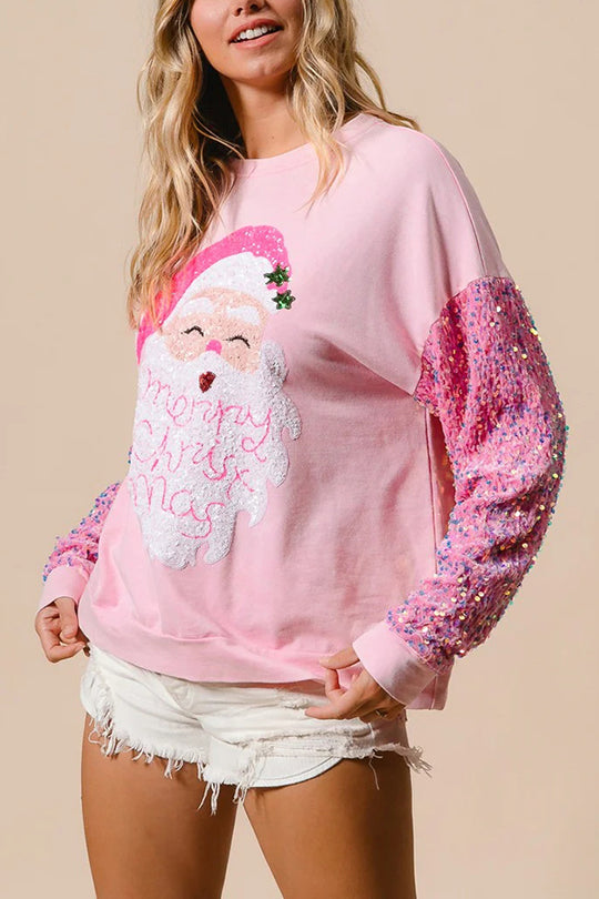 Mirla | Jul Avslappnad Långa Ärmar Rundhals Pailletten Sweatshirt-Eva Jonsson
