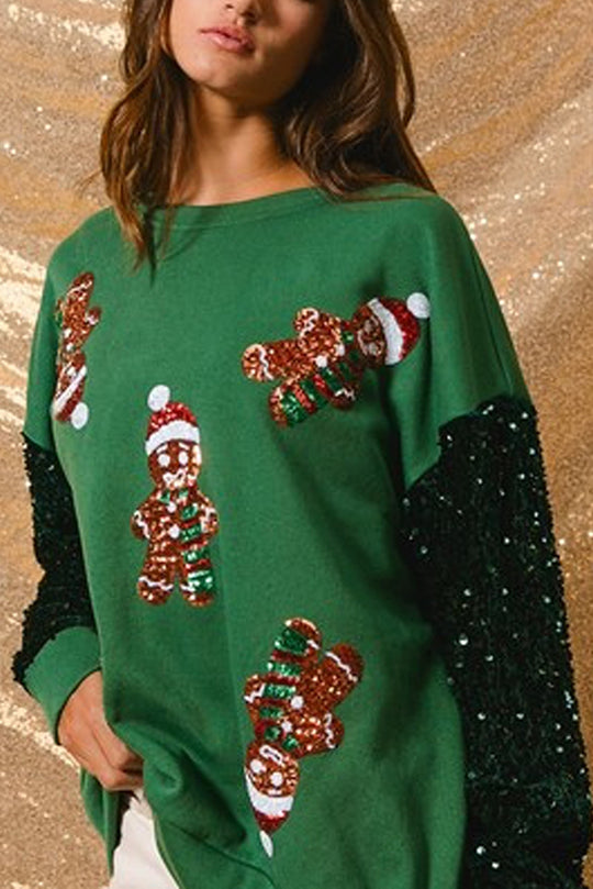 Mirla | Jul Avslappnad Långa Ärmar Rundhals Pailletten Sweatshirt-Eva Jonsson