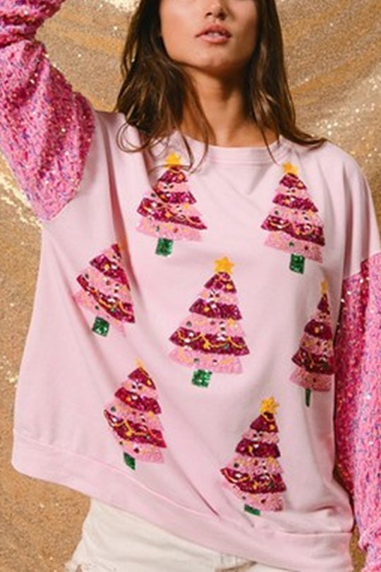 Mirla | Jul Avslappnad Långa Ärmar Rundhals Pailletten Sweatshirt-Eva Jonsson