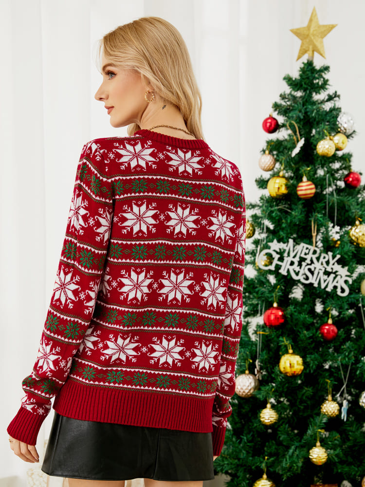 Mirla | Jul Fritid Snöflingor Broderad Stickad Tröja-Eva Jonsson