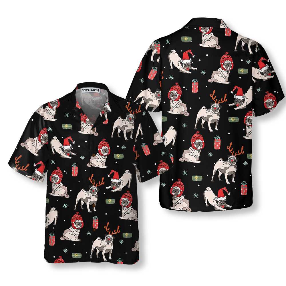 Mirla | Jul Pug Hund Hawaii Skjorta Jul Pug Skjorta För Män & Kvinnor Bästa Julklappsidé-Eva Jonsson