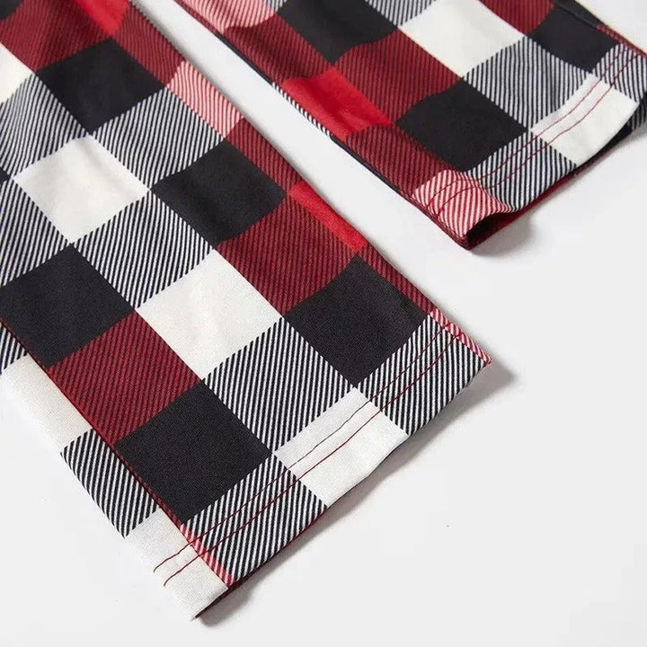 Eva Jonsson | Jul med Min Stam Mönster Ⅱ - Röd&Ochsvart&Ochvit Rutiga Matchande Pyjamas-Eva Jonsson