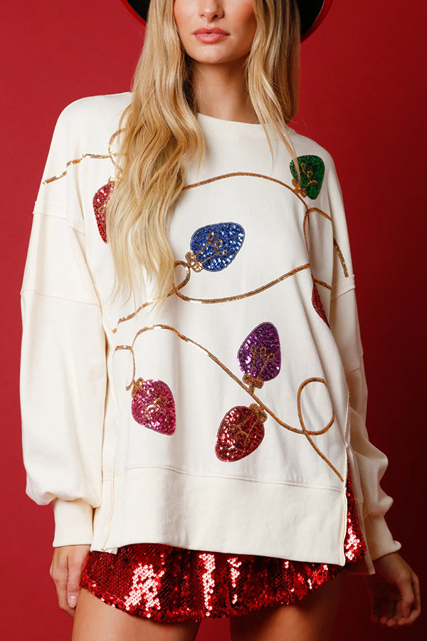 Mirla | Julbelysning Pailletter Sprund Tröja Sweatshirt-Eva Jonsson